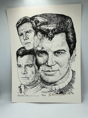 Star Trek Signed Litho Print Warren Oddsson Captain James Kirk 1992 LTD 98/250